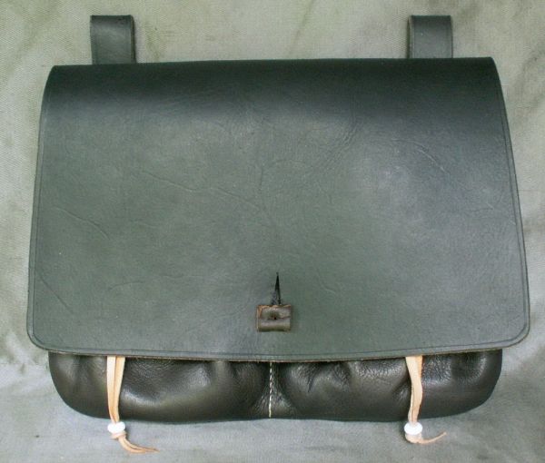 16th - 17th century large belt wallet with a square front and two pouchlets