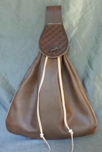 15th/16th century large belt bag with piped seams and tooling